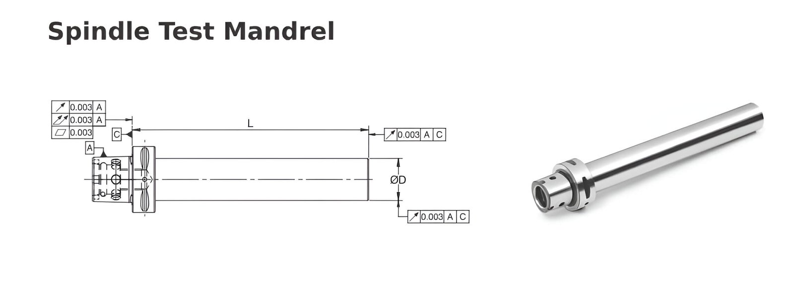 Polygonal Shank T3 Test Mandrel Dia 25 L 180 (Compatible with Capto® Style C3)